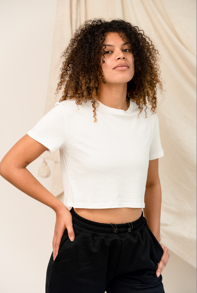 silt white crop top gngr bees